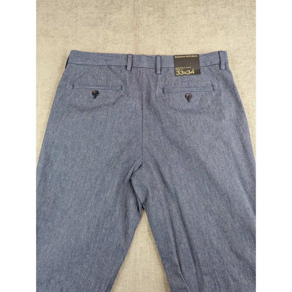 NWT Banana Republic Pants Mens 33x34 Blue Chino Kentfield Slim Fit Cotton Casual - Picture 5 of 11